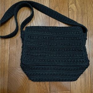 The Sak Black Crochet Crossbody Shoulder Bag